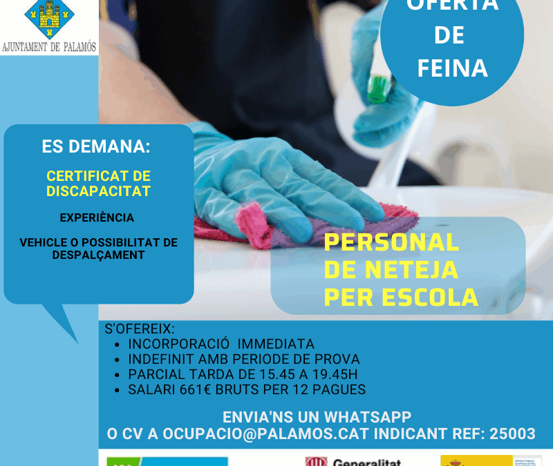 PERSONAL DE NETEJA PER ESCOLA