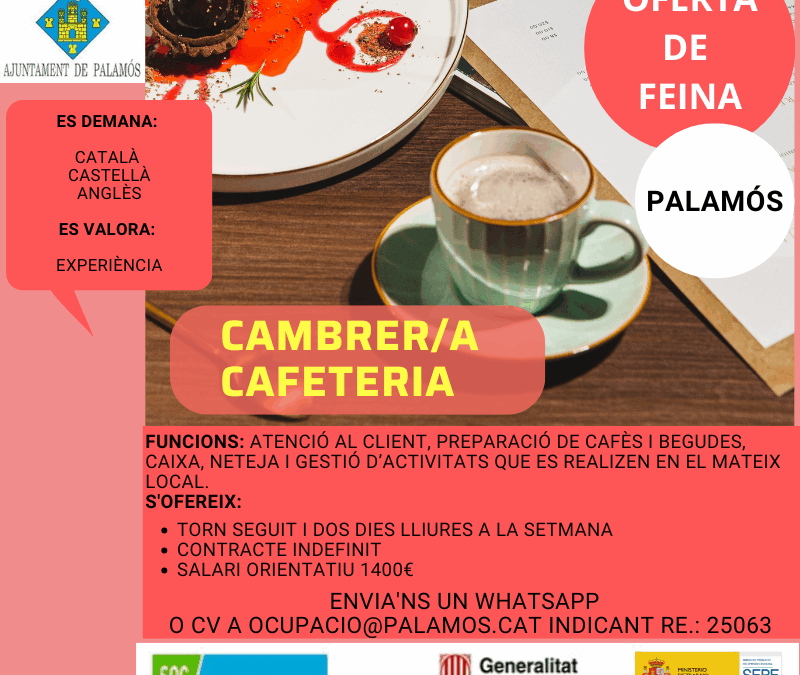 CAMBRER/A PER CAFETERIA