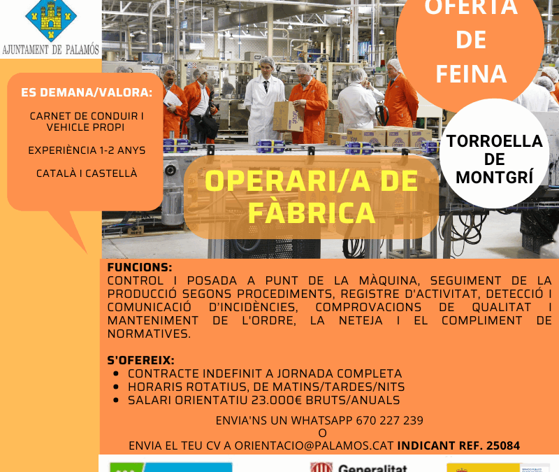 4 OPERARIS/ES DE FÀBRICA