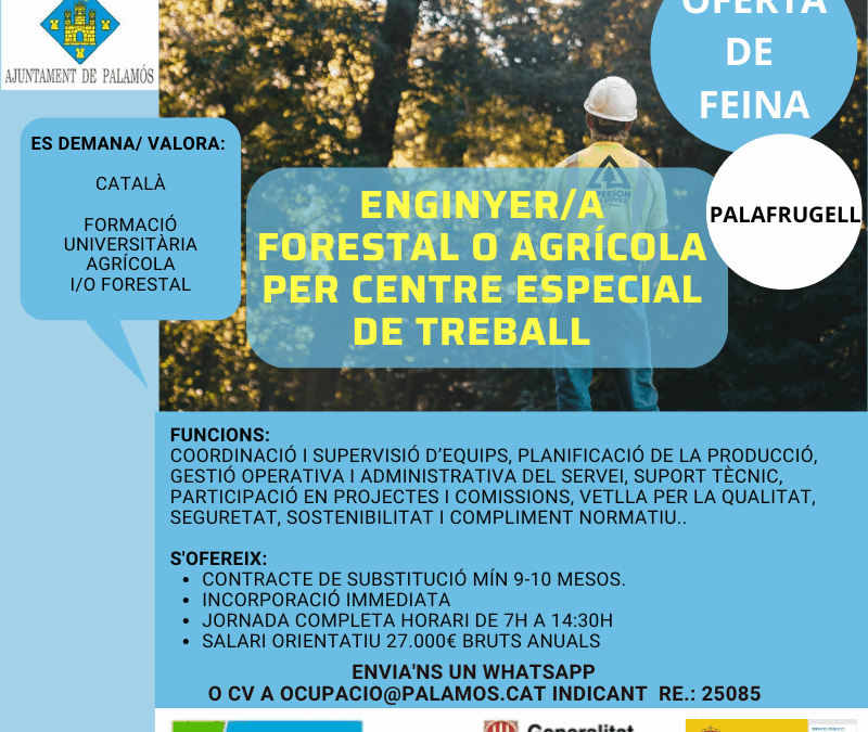 ENGINYER/A FORESTAL O AGRÍCOLA PER CENTRE ESPECIAL DE TREBALL
