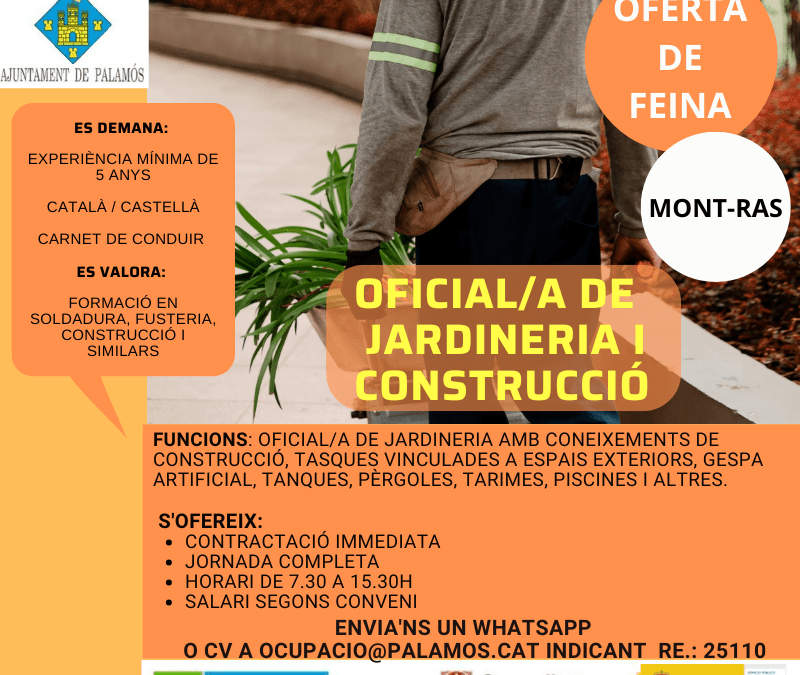 OFICIAL/A DE JARDINERIA I CONSTRUCCIÓ
