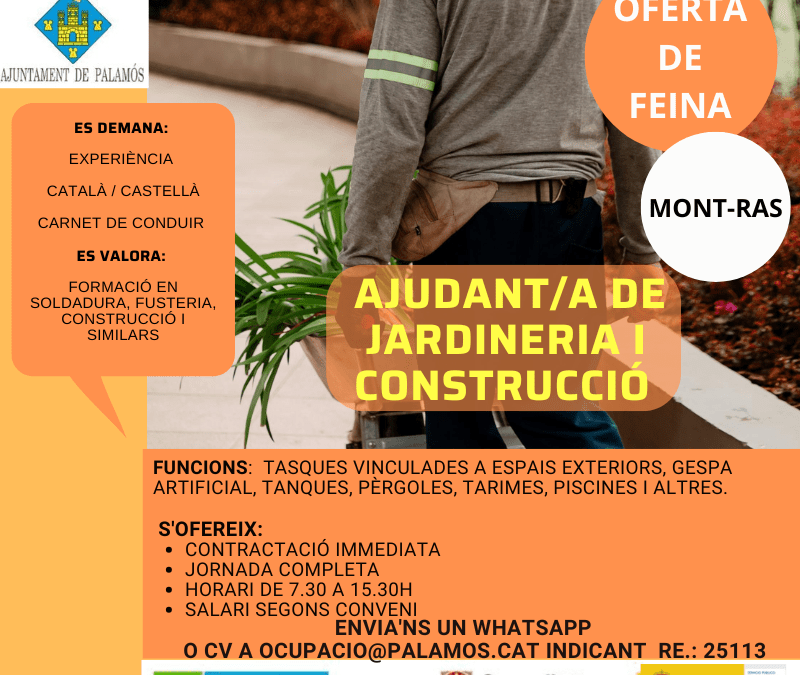 AJUDANT/A JARDINERIA I CONSTRUCCIÓ