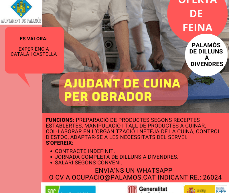 AUXILIAR DE CUINA PER OBRADOR