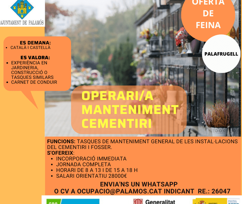 OPERÀRI/A MANTENIMENT