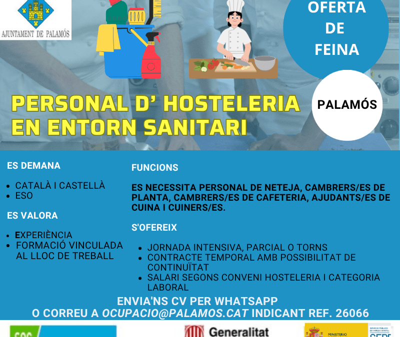 PERSONAL HOSTELERIA PER ENTORN SANITARI Ref.26066