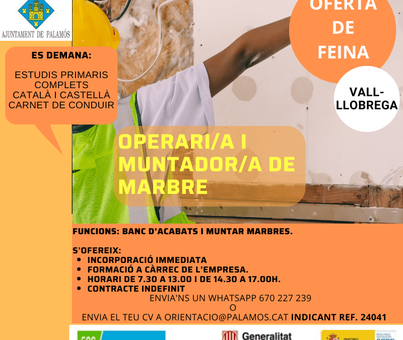 OPERARI/A MUNTADOR/A DE MARBRE