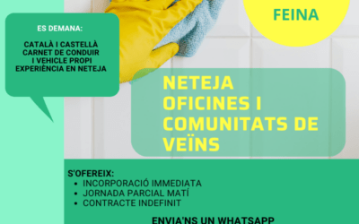 PERSONA PER NETEJA OFICINES I COMUNITATS DE VEÏNS