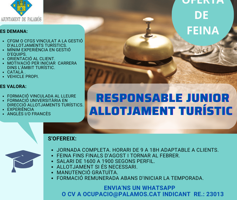 RESPONSABLE JUNIOR ALLOTJAMENT TURÍSTIC