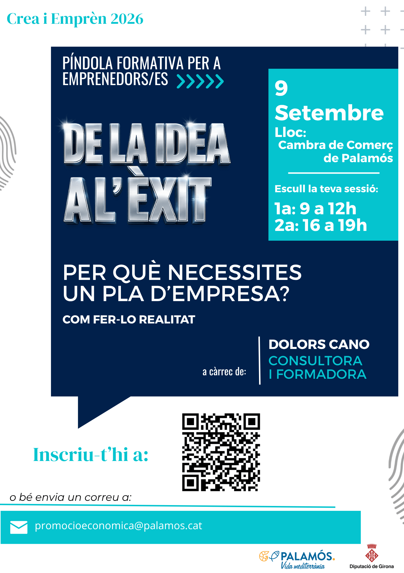 Cartell formació per emprenedors/es Crea i Emprèn. De la idea a l'èxit: Per què necessites un pla d'empresa?