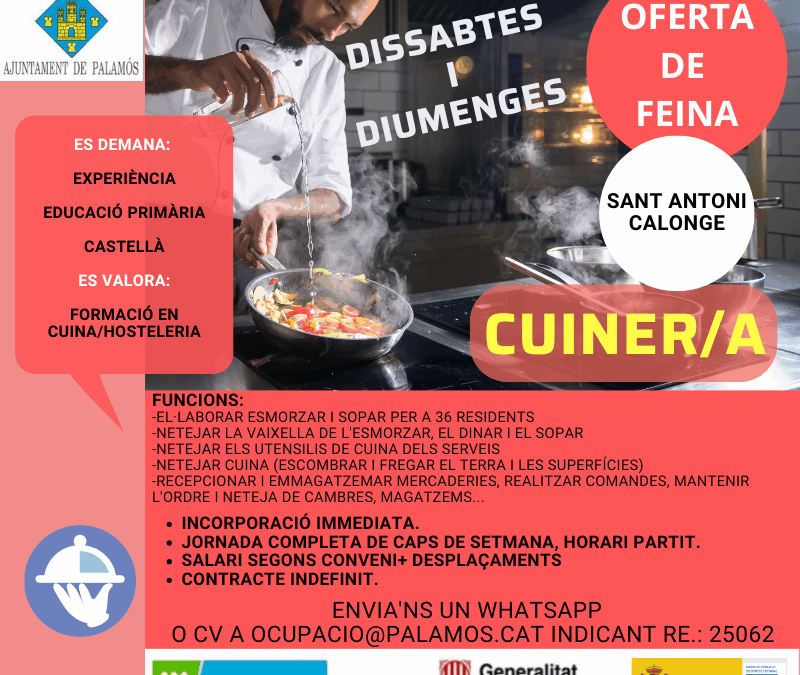 CUINER/A CAPS DE SETMANA
