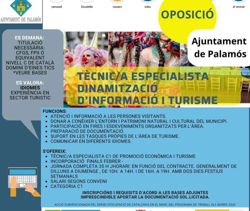 TÈCNIC/A ESPECIALISTA DINAMITZACIÓ D’INFORMACIÓ I TURISME
