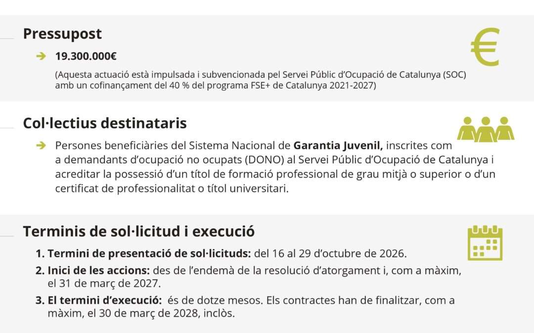 El SOC obre la convocatòria 2026 d’ajuts per a la contractació de joves en pràctiques